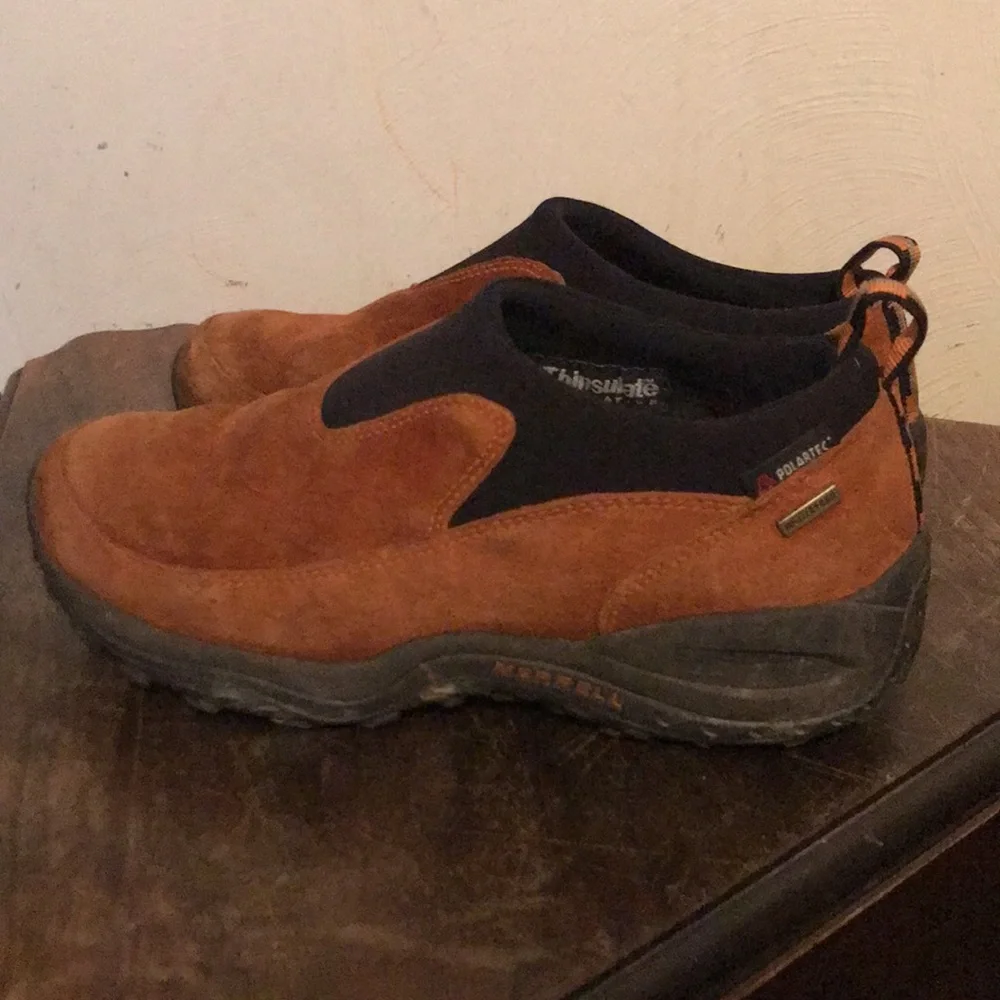 Merrell Slip-On Orange Brown Suede Winter Boots